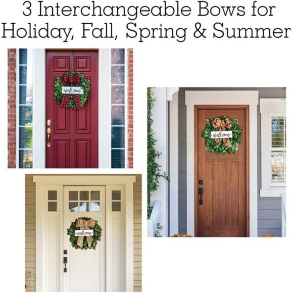 Preserved Boxwood Fall Outdoor Wreath 14", Welcome Sign, Farmhouse Fall Wreath - Picture 4 of 7